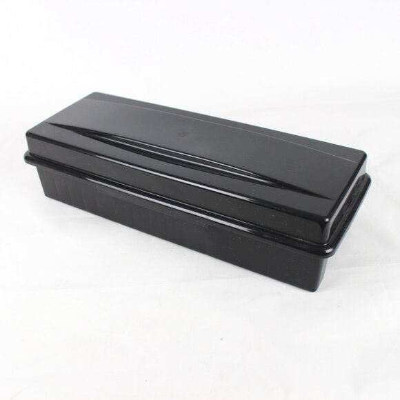 Vintage Alpha Audio Cassette Tape Hard Plastic Black Storage Case 15 Capacity - Picture 1 of 4